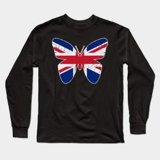 Great Britain Union Jack Flag Butterfly UK EU Brit British Gift Long Sleeve T-Shirt